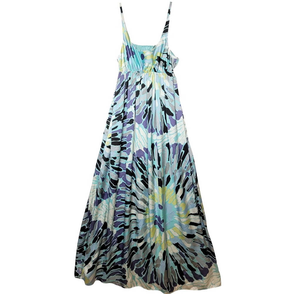 BCBGeneration Abstract Floral Empire Waist Maxi Dress Sleeveless M Art To Wear